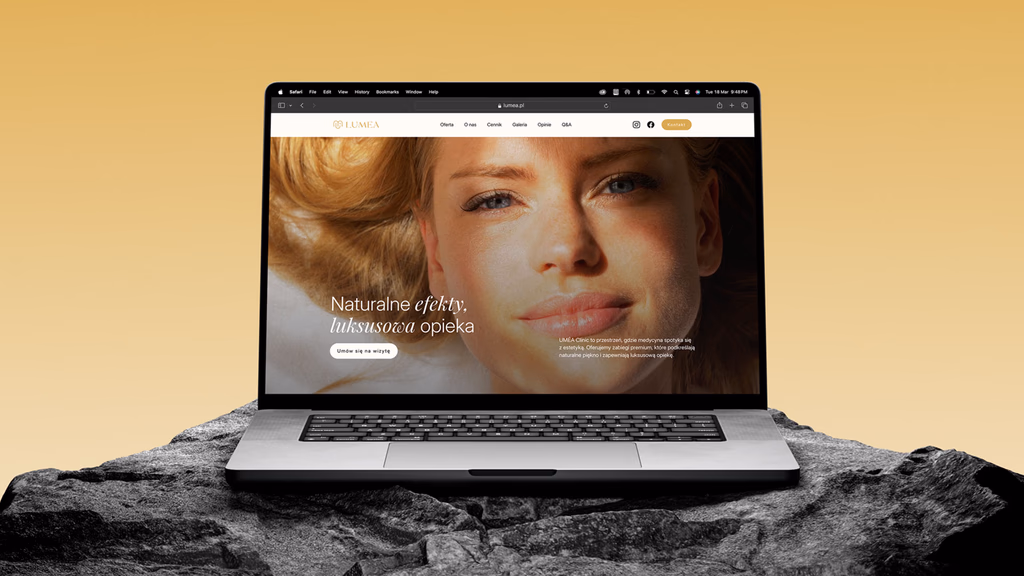 Nowoczesna witryna dla klinki kosmetycznej lumea